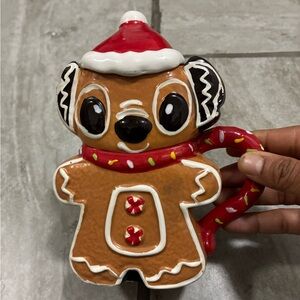 Disney Christmas Stitch Gingerbread man shaped Ceramic mug with Santa Hat Lid